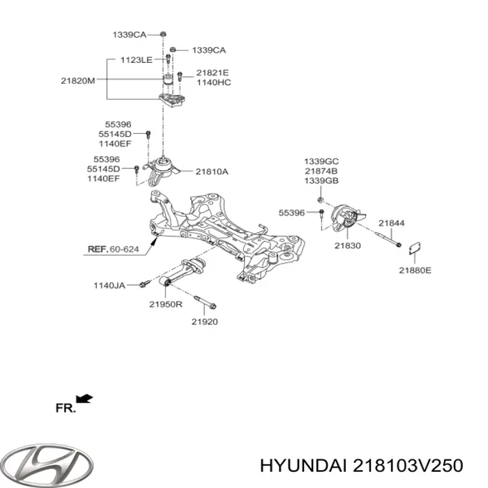 Подушка (опора) двигуна, права 218103V250 Hyundai/Kia