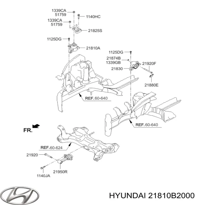 Подушка (опора) двигуна, права 21810B2000 Hyundai/Kia