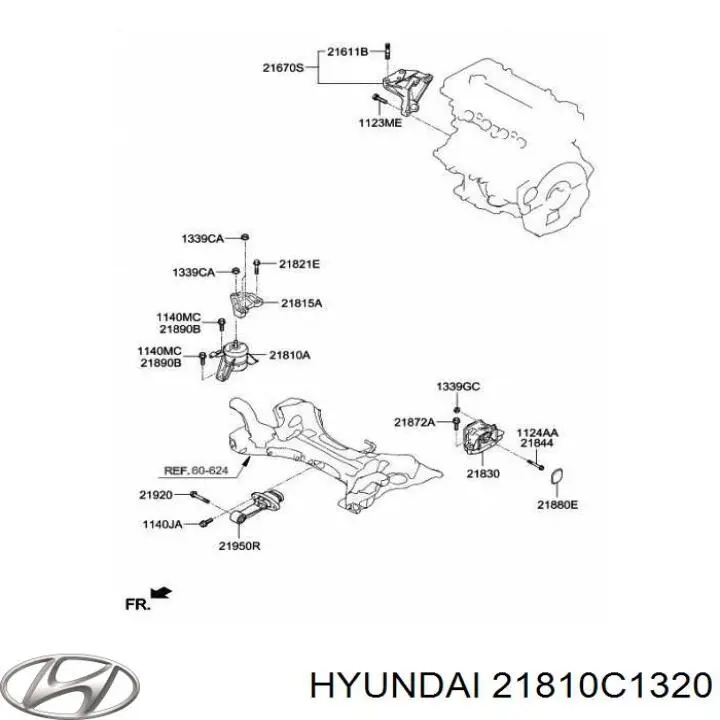 Подушка (опора) двигуна, права Hyundai Sonata (LF) (Хендай Соната)