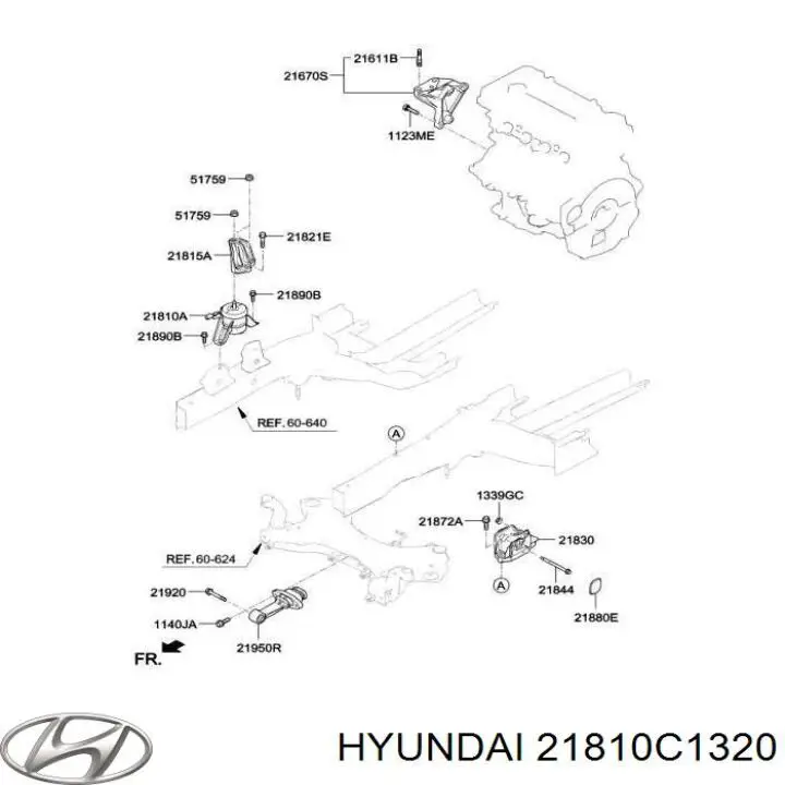 Права подушка двигуна Hyundai/Kia 21810C1320 ціна, від 67.03 USD