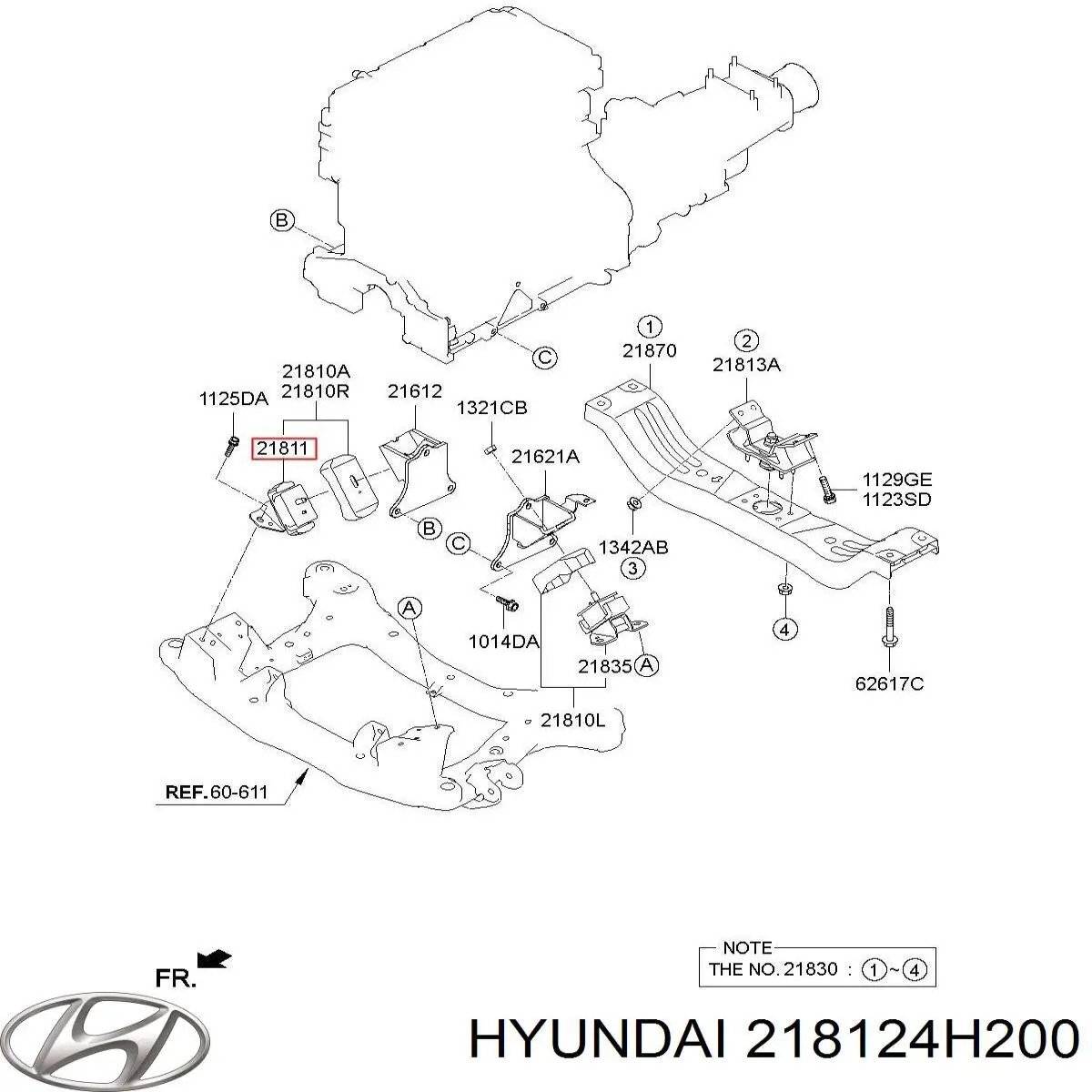 218124H200 Hyundai/Kia Подушка (опора) двигуна, ліва/права