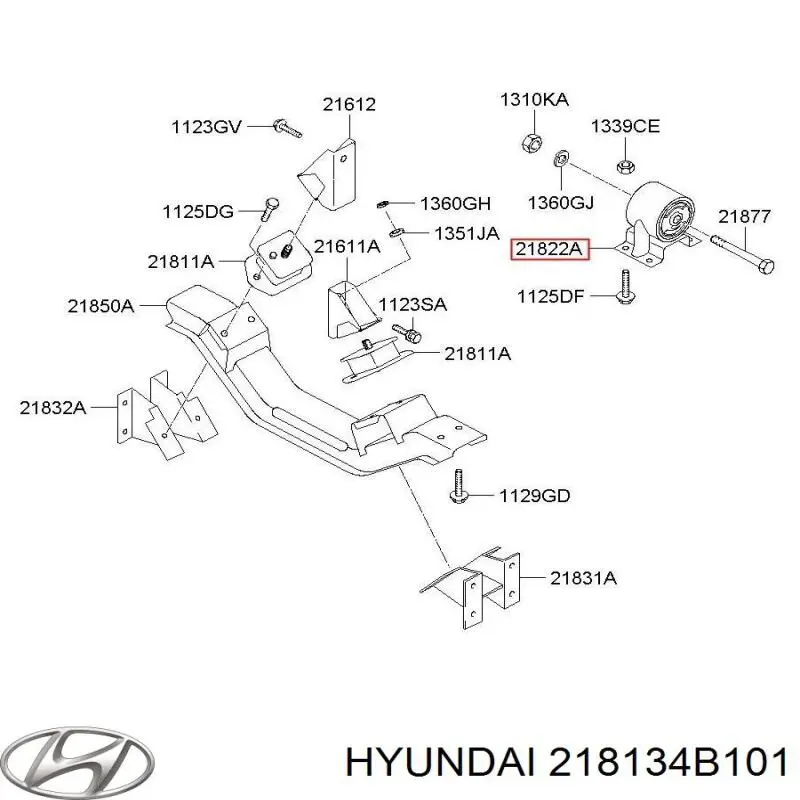 218134B101 Hyundai/Kia подушка трансмісії (опора коробки передач)