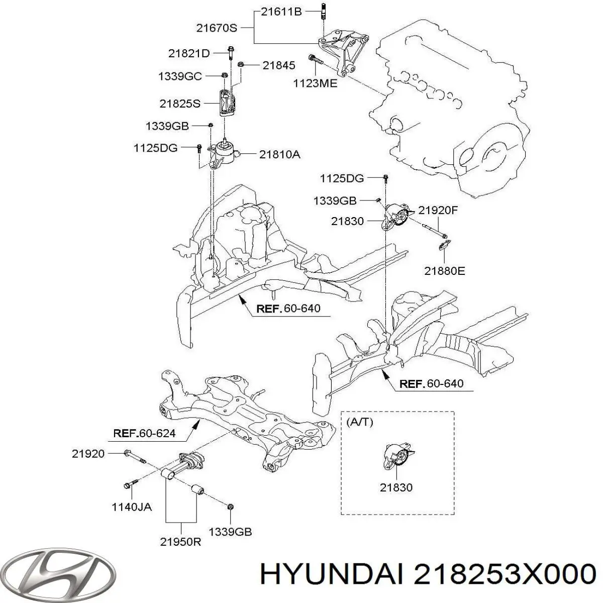 218253X000 Hyundai/Kia кронштейн подушки (опори двигуна, правої)