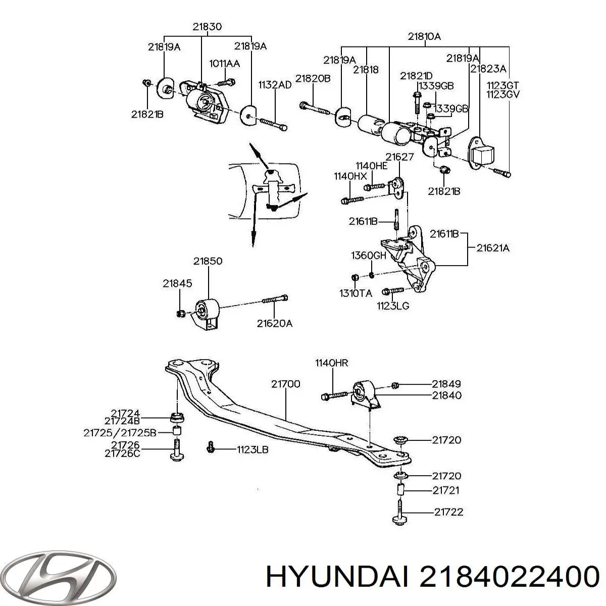 Подушка (опора) двигуна, передня Hyundai/Kia 2184022400 ціна, від 25.69 USD