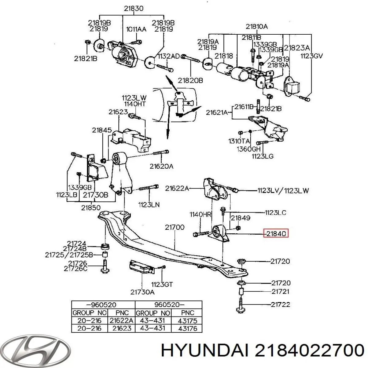 Подушка (опора) двигуна, передня Hyundai/Kia 2184022700 ціна, від 113.29 USD