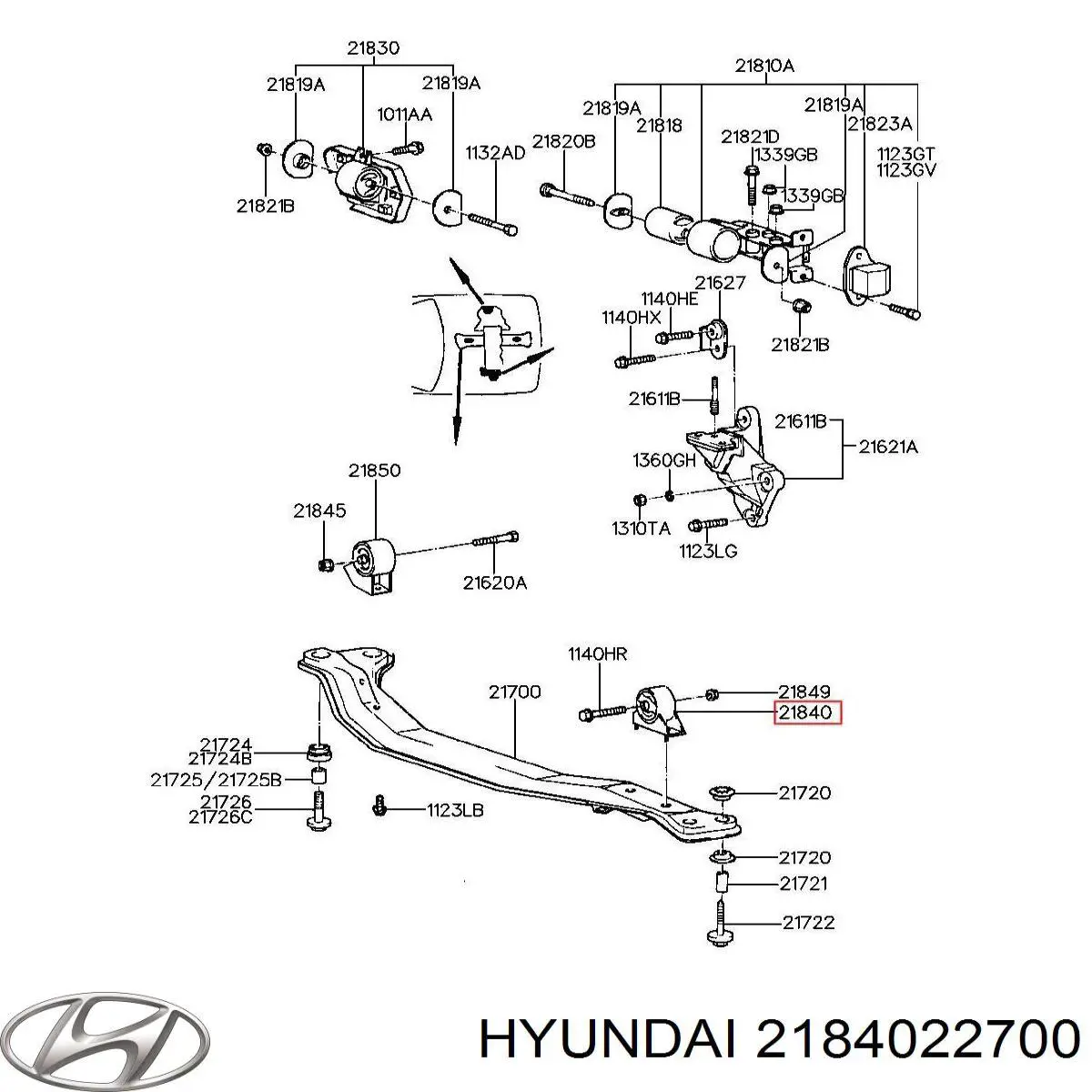2184022700 Hyundai/Kia подушка (опора двигуна, передня)