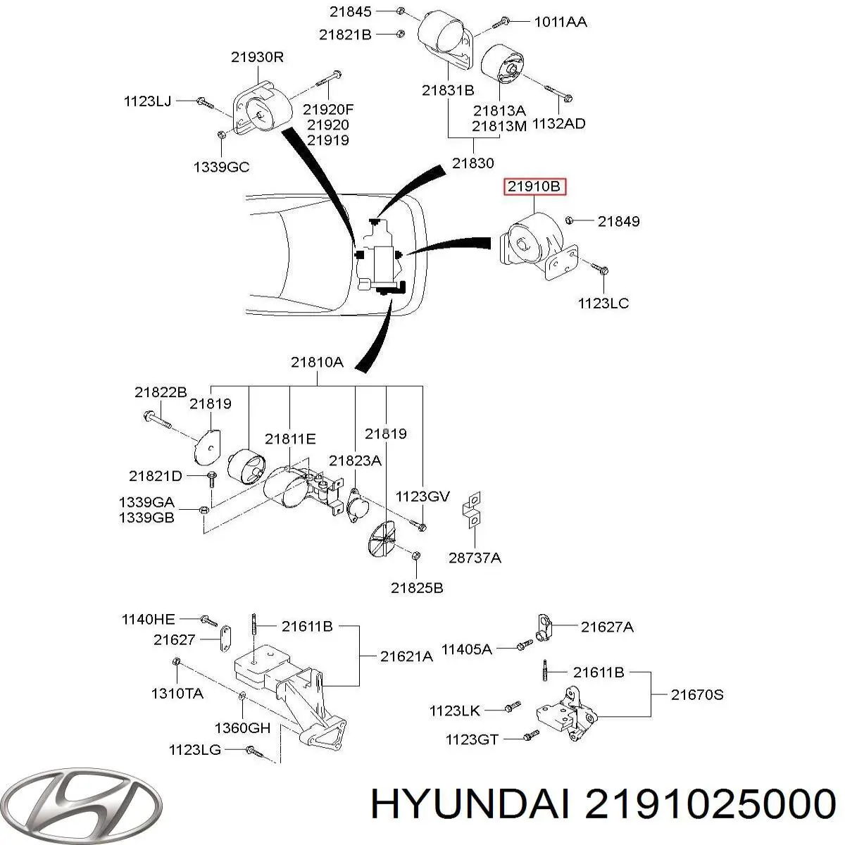 Купити 2191025000 Hyundai/Kia Подушка двигуна передня