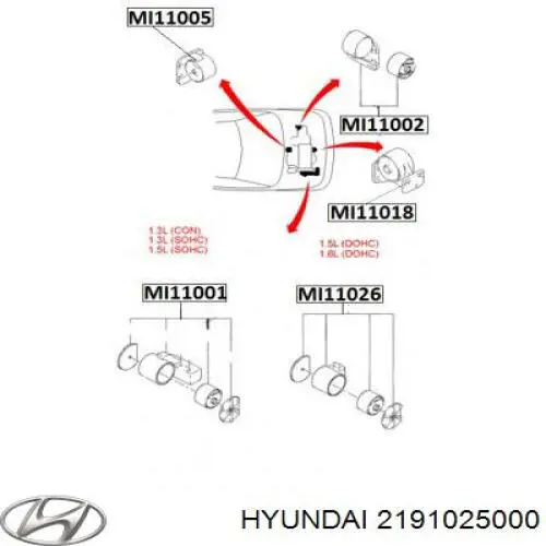 Подушка (опора) двигуна, передня Hyundai/Kia 2191025000 ціна, від 12.18 USD