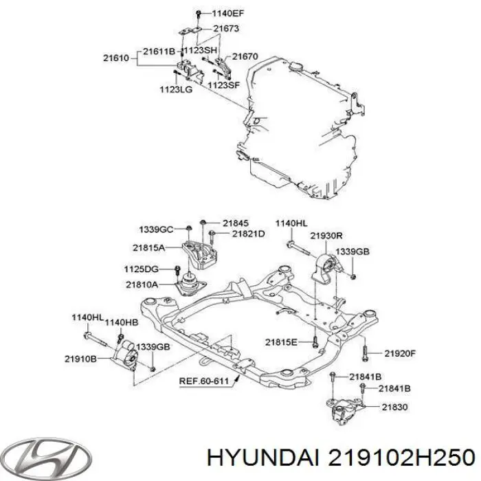 219102H250 Hyundai/Kia подушка (опора двигуна, передня)