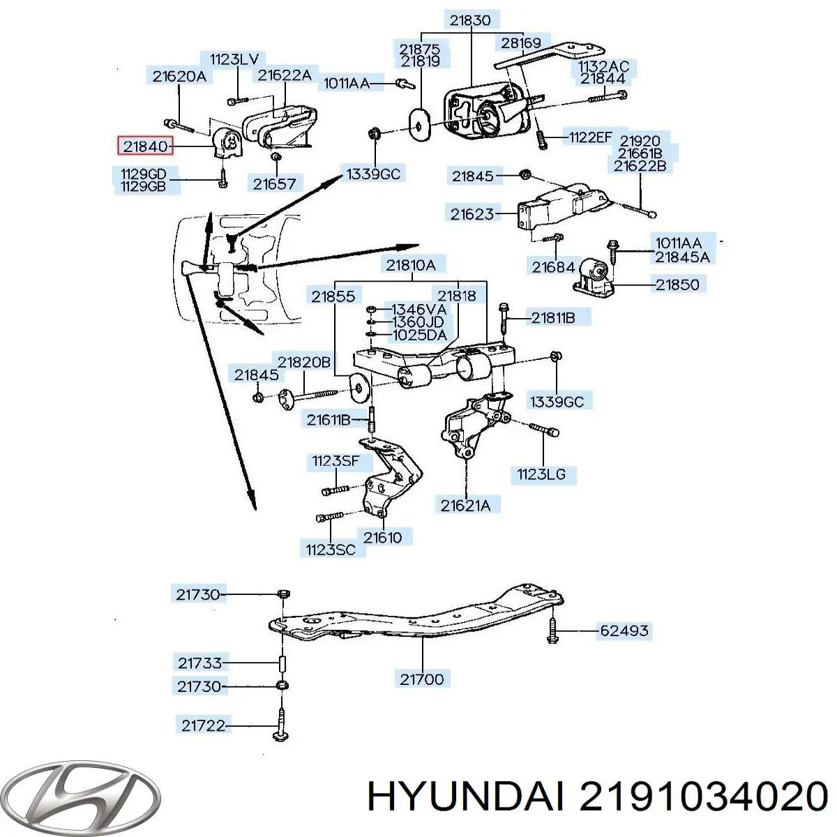 2191034020 Hyundai/Kia подушка (опора двигуна, передня)