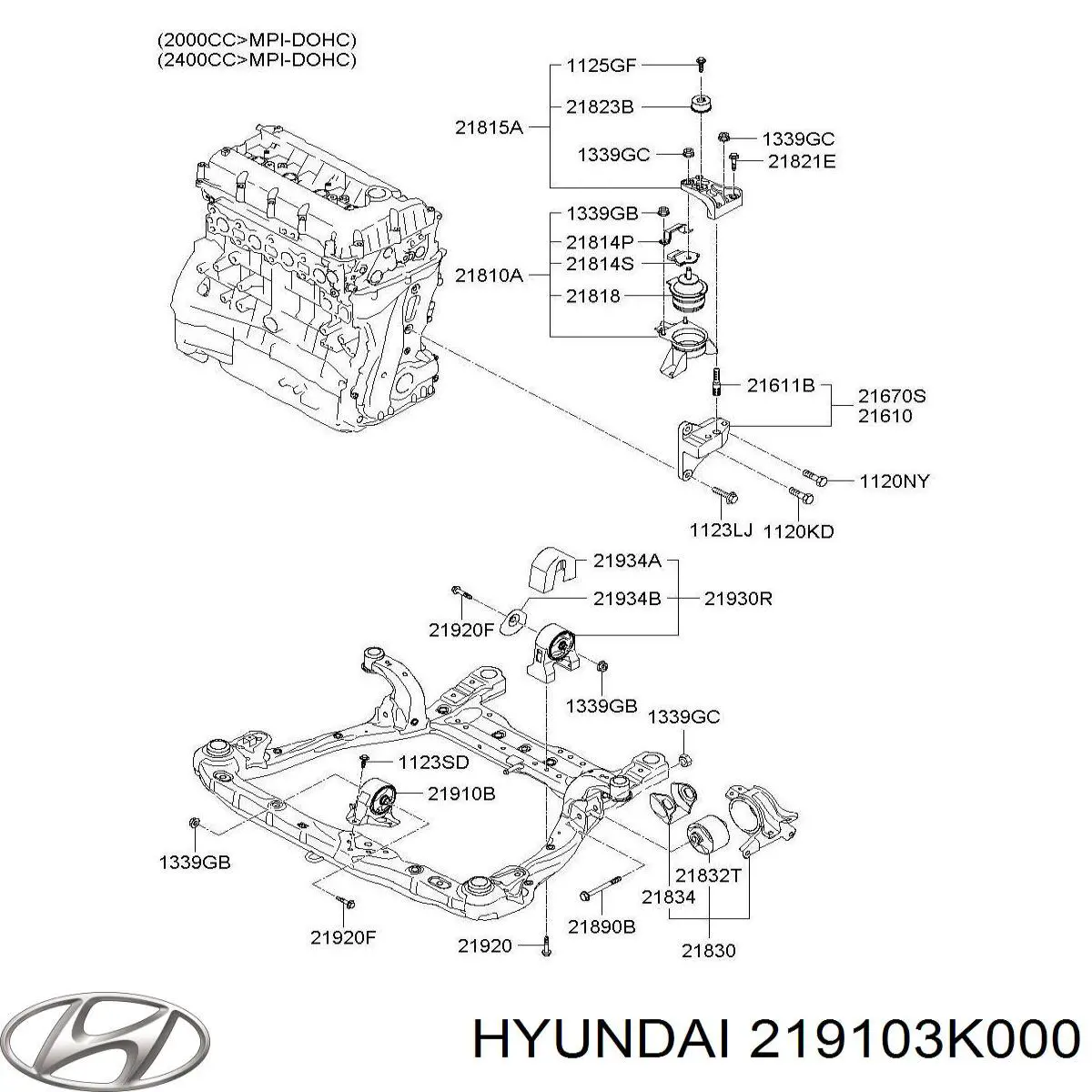 219103K000 Hyundai/Kia подушка (опора двигуна, передня)