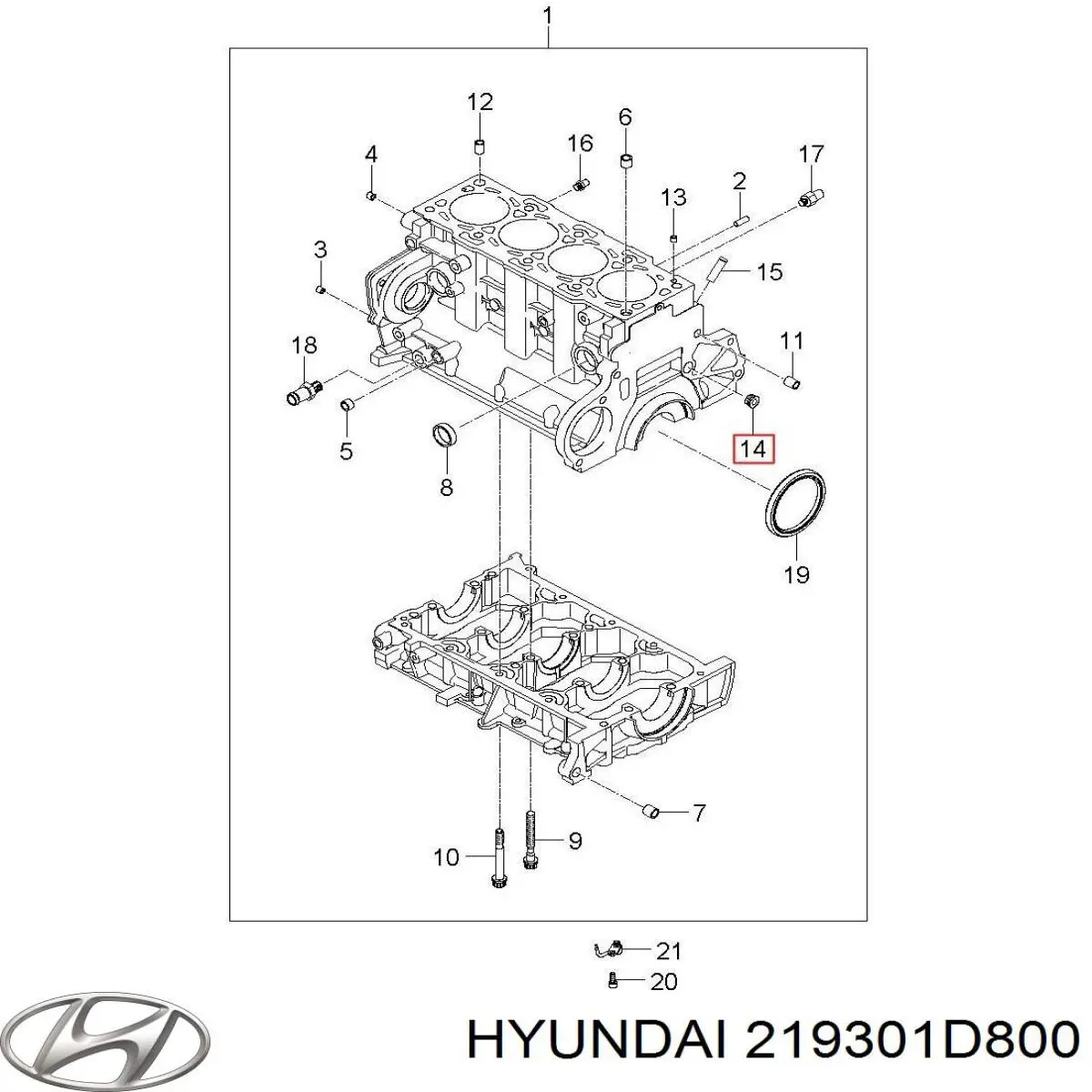 219301D800 Hyundai/Kia Задня подушка двигуна