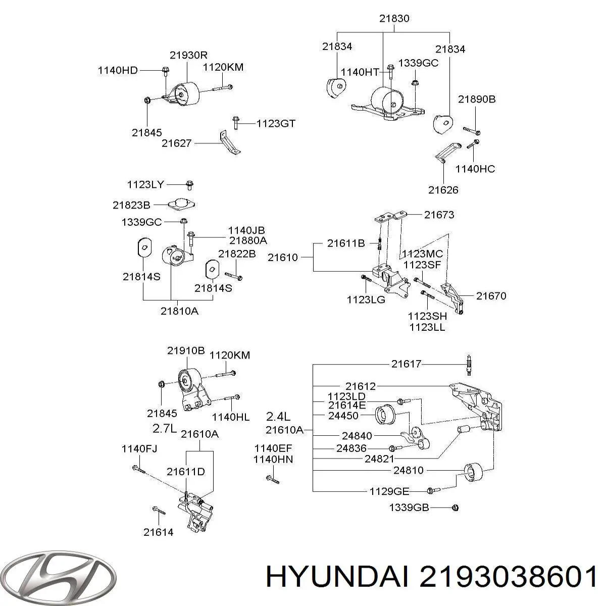 2193038601 Hyundai/Kia подушка (опора двигуна, задня)