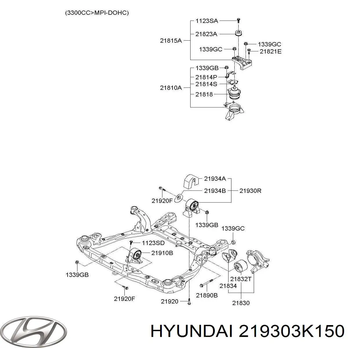 219303K150 Hyundai/Kia Задня подушка двигуна