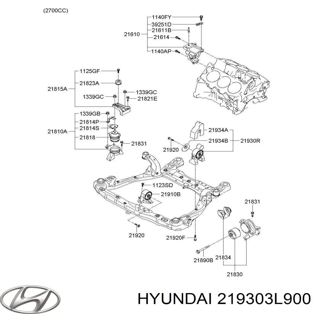 219303L900 Hyundai/Kia подушка (опора двигуна, задня)