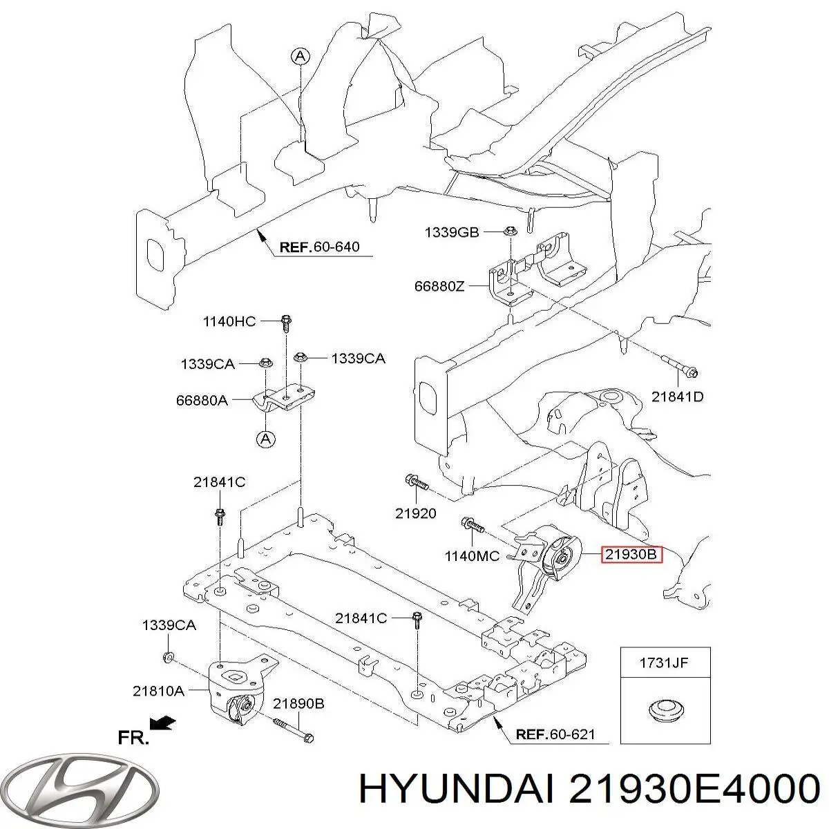21930E4000 Hyundai/Kia Задня подушка двигуна
