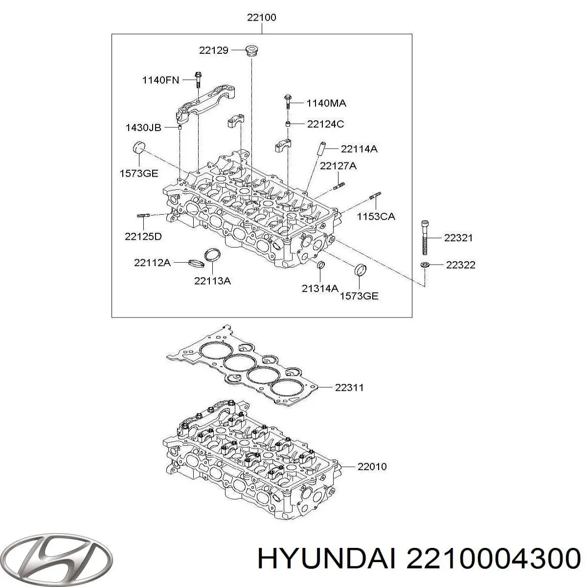 2210004300 Hyundai/Kia Головка циліндрів