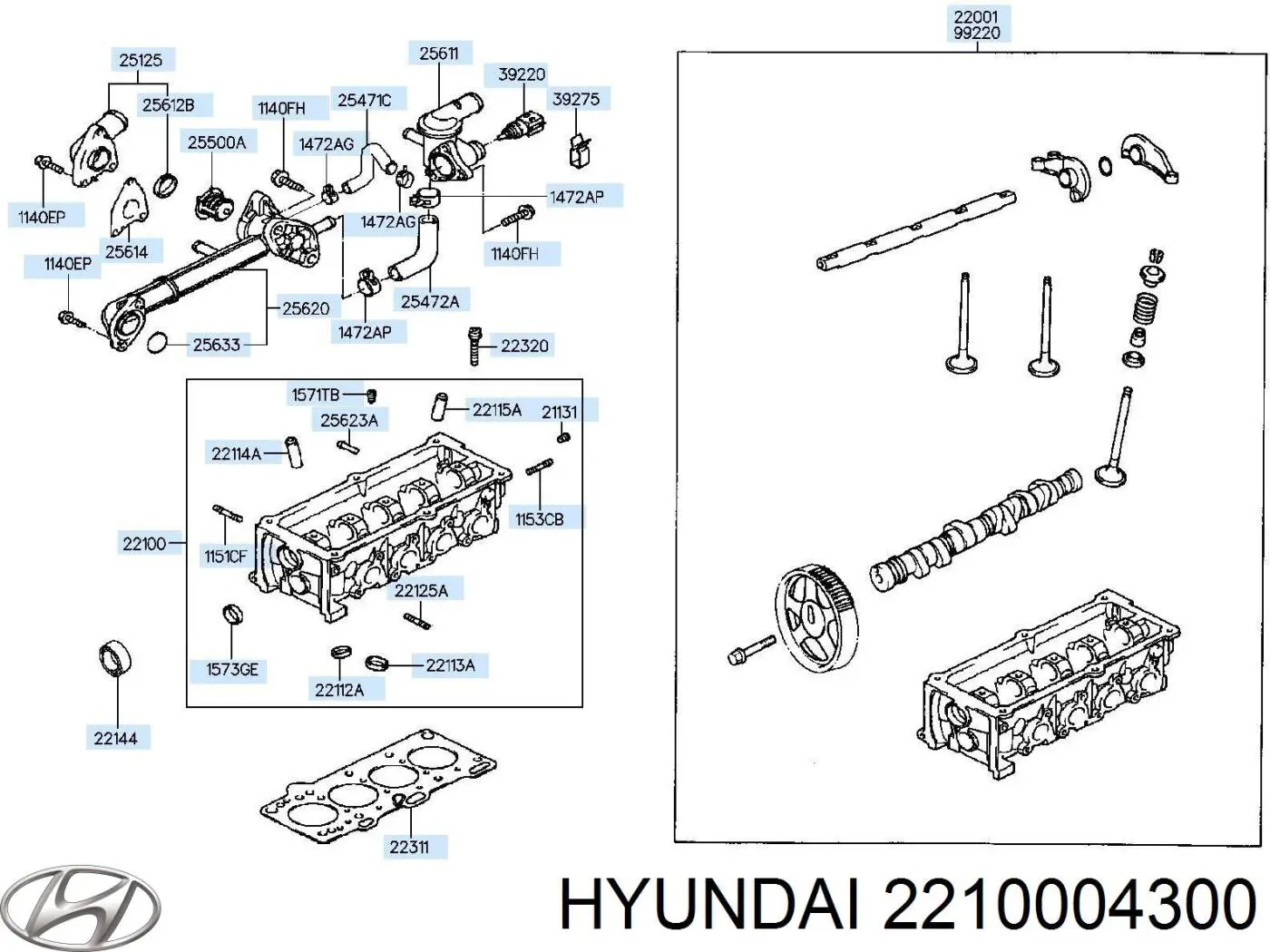 Головка двигуна Hyundai/Kia 2210004300 ціна, від 315.85 USD
