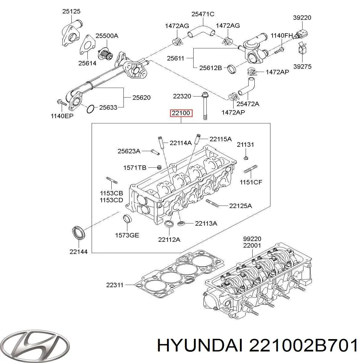 Головка двигуна Hyundai/Kia 221002B701 ціна, від 362.68 USD
