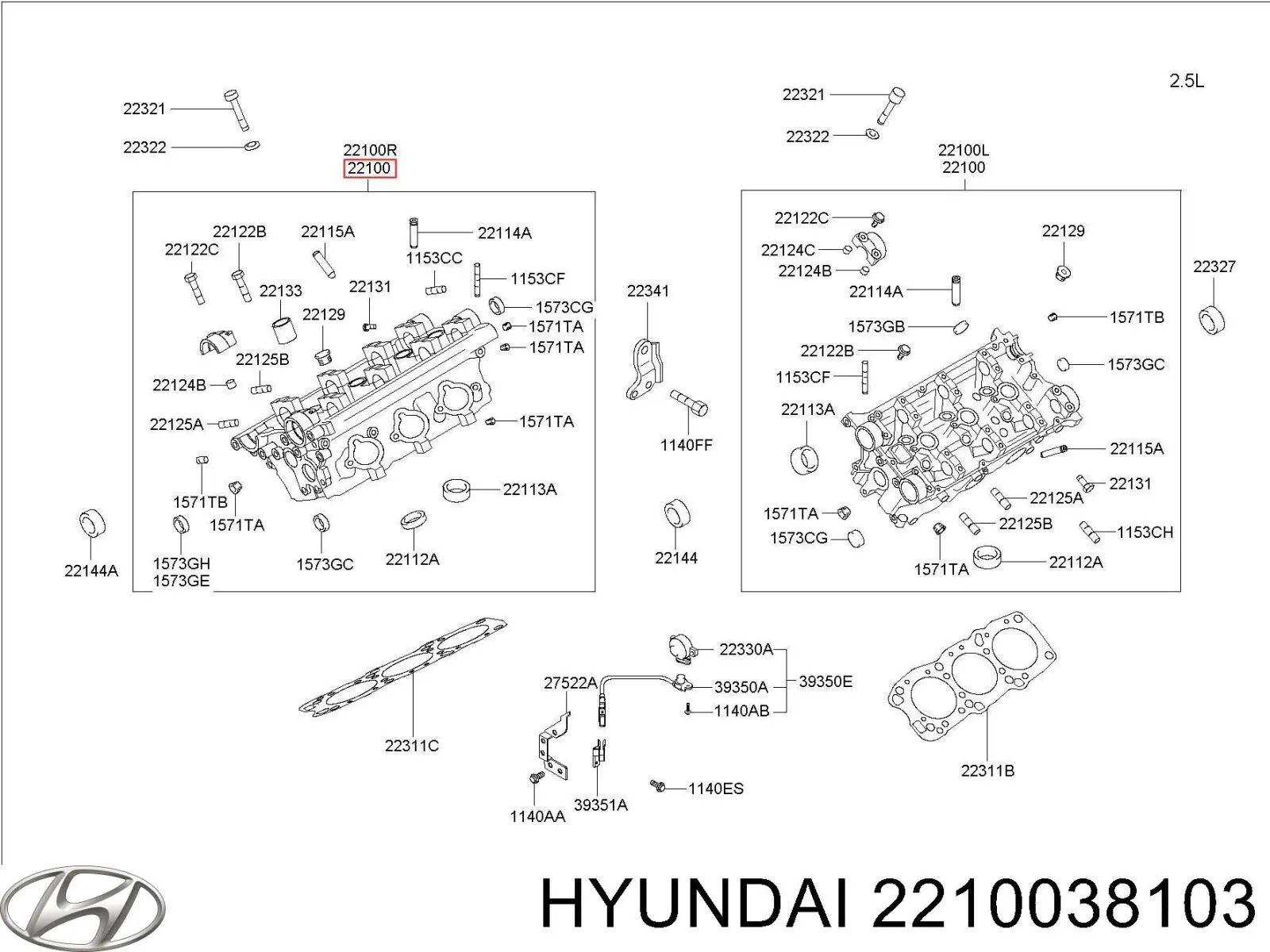 Головка двигуна Hyundai/Kia 2210038104 ціна, від 519.07 USD