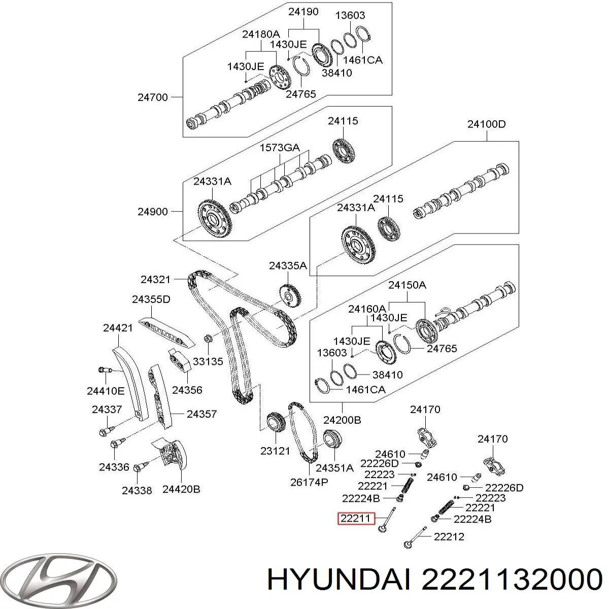 2221132010 Hyundai/Kia Клапан впускний