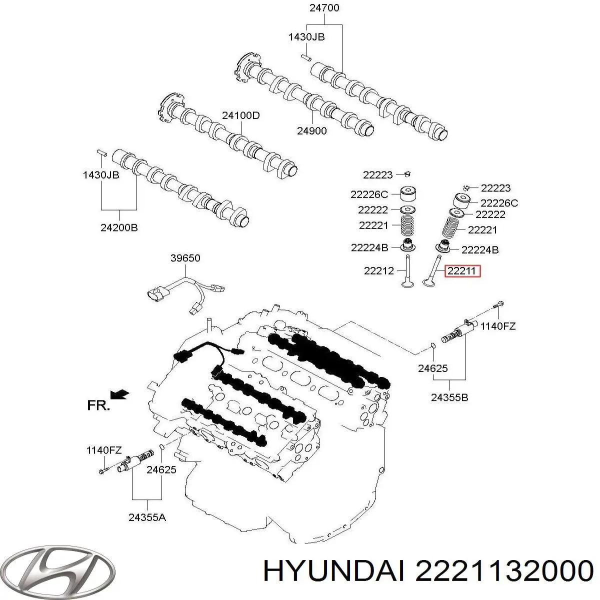 Клапан впускний Hyundai/Kia 2221132010 ціна, від 3.08 USD