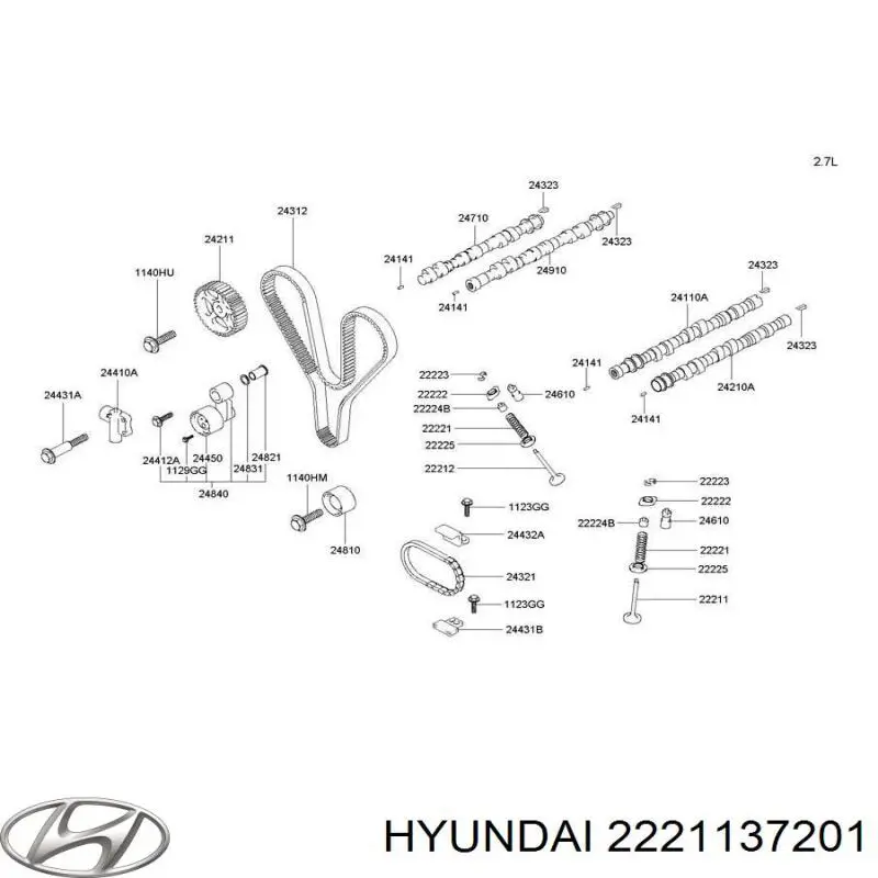2221137201 Hyundai/Kia клапан впускний