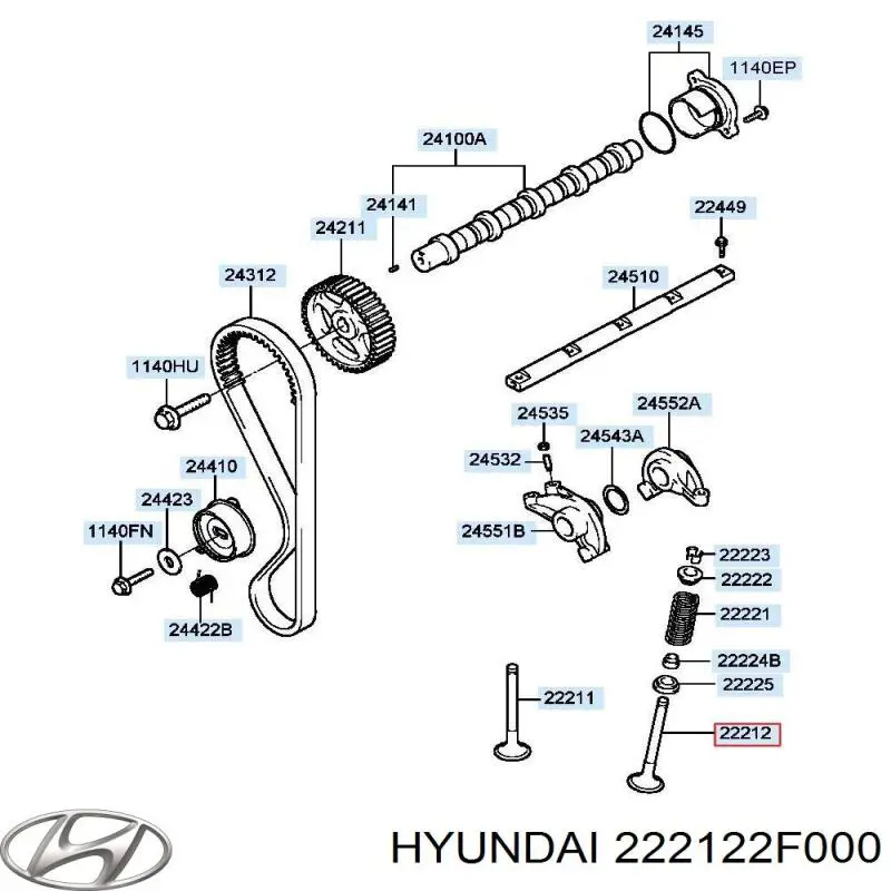 Купити 222122F000 Hyundai/Kia Клапан випускний