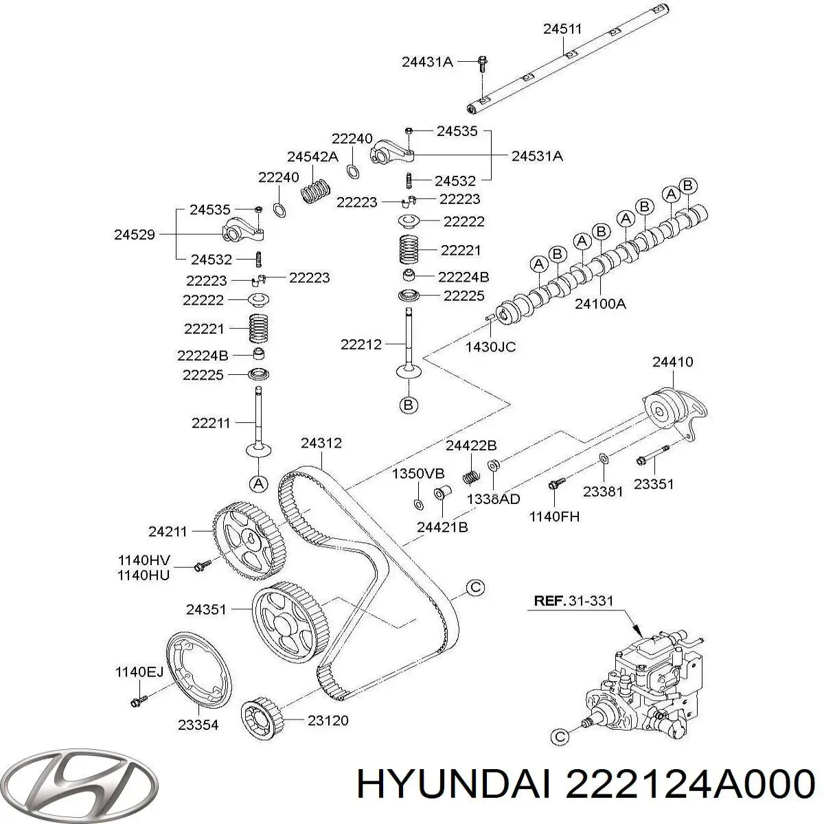 222124A000 Hyundai/Kia клапан випускний