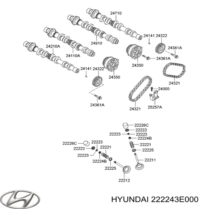 Купити 222243E000 Hyundai/Kia Сальник клапана