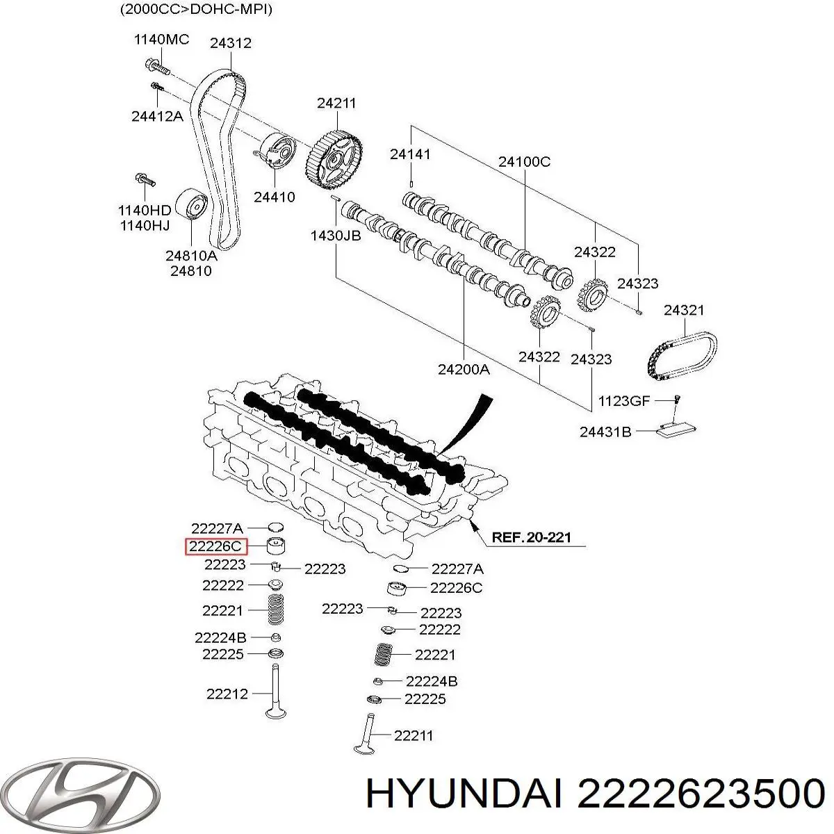 2222623500 Hyundai/Kia гідрокомпенсатор, гідроштовхач, штовхач клапанів
