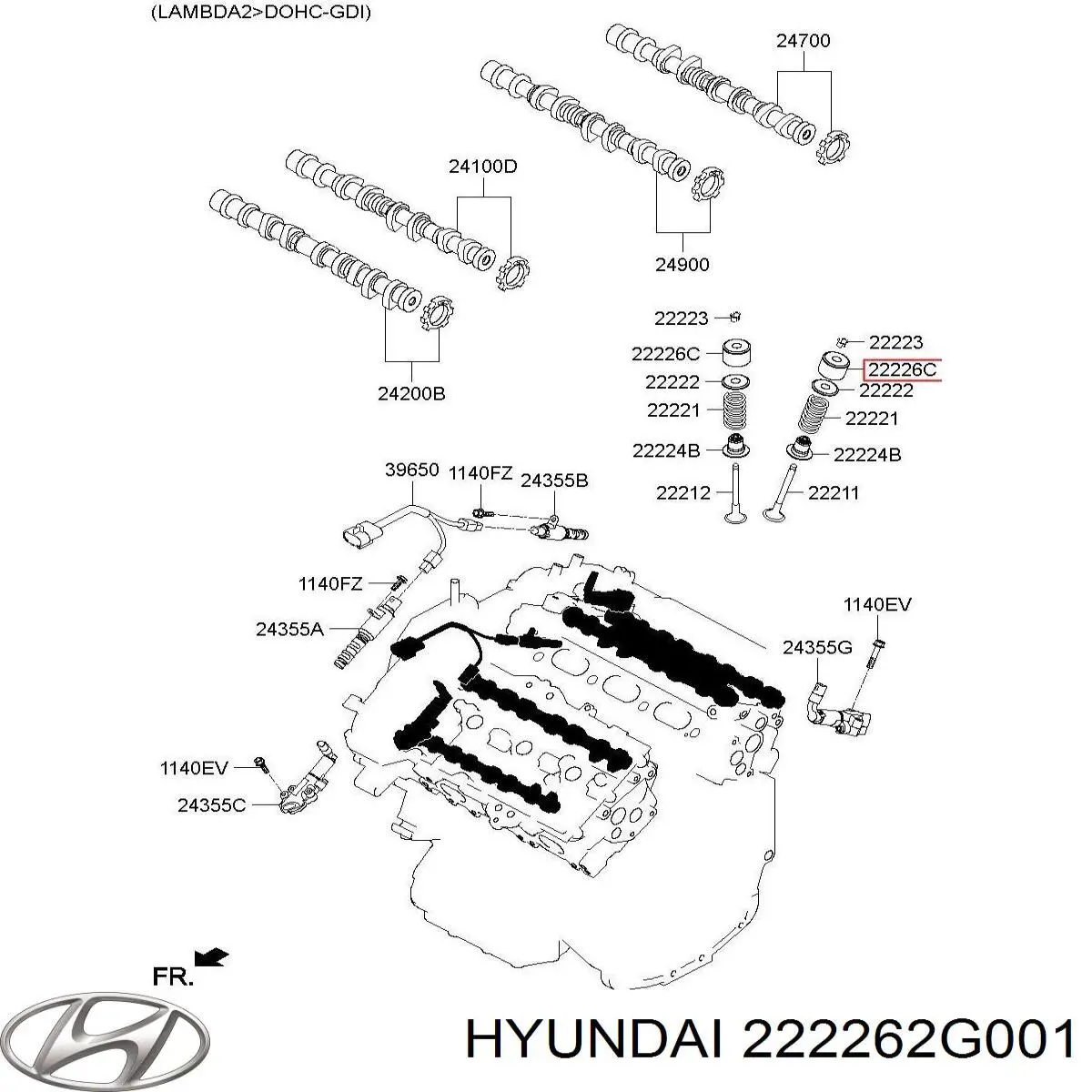 Гідрокомпенсатор, гідроштовхач, штовхач клапанів 222262G000 Hyundai/Kia