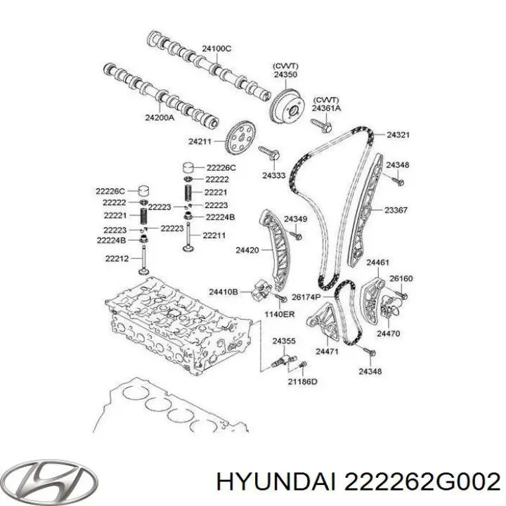 Гідрокомпенсатор, гідроштовхач, штовхач клапанів 222262G002 Hyundai/Kia