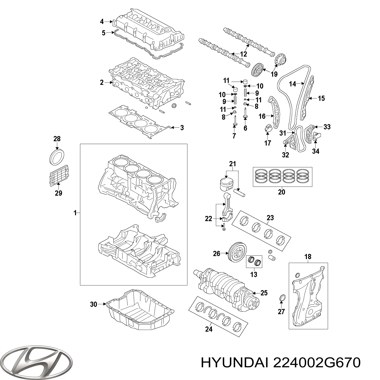 Клапанна кришка 224002G670 Hyundai/Kia