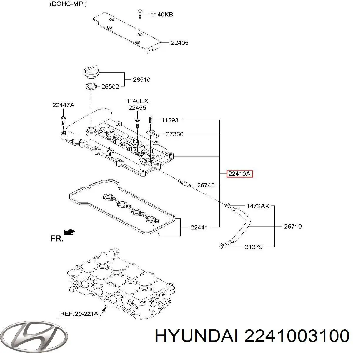 Кришка клапанна Hyundai/Kia 2241003100 ціна, від 324.23 USD