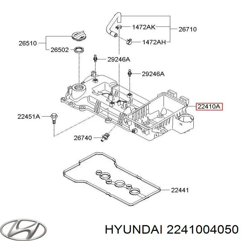 2241004050 Hyundai/Kia Кришка двигуна