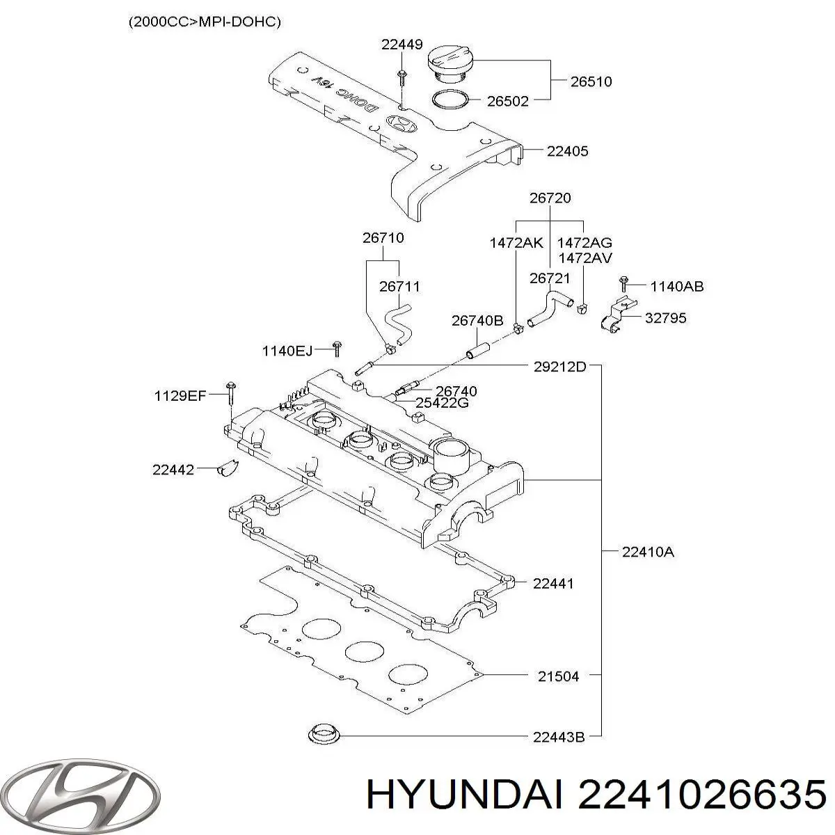 2241026635 Hyundai/Kia кришка клапанна