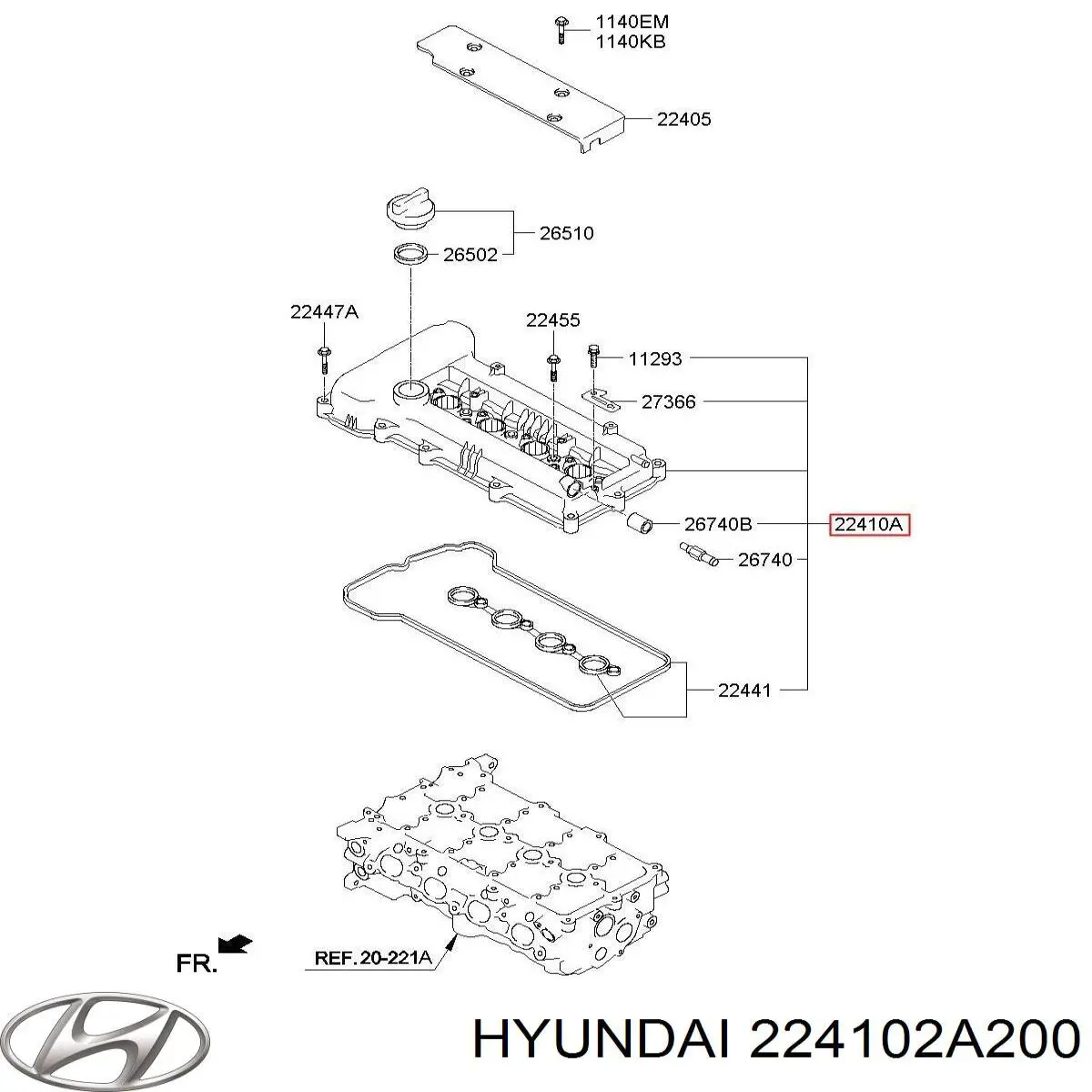 Клапанна кришка 224102A200 Hyundai/Kia