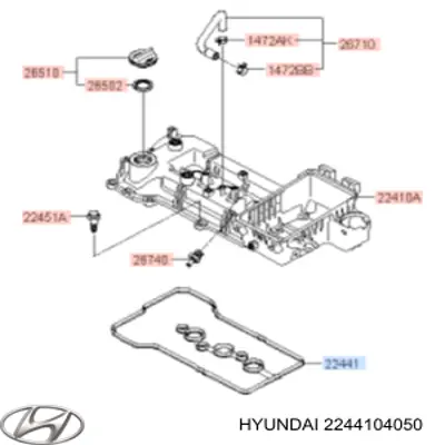 2244104050 Hyundai/Kia прокладка клапанної кришки двигуна