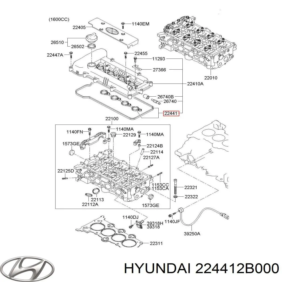 Прокладка клапанної кришки двигуна, комплект Hyundai/Kia 224412B000 ціна, від 15.15 USD
