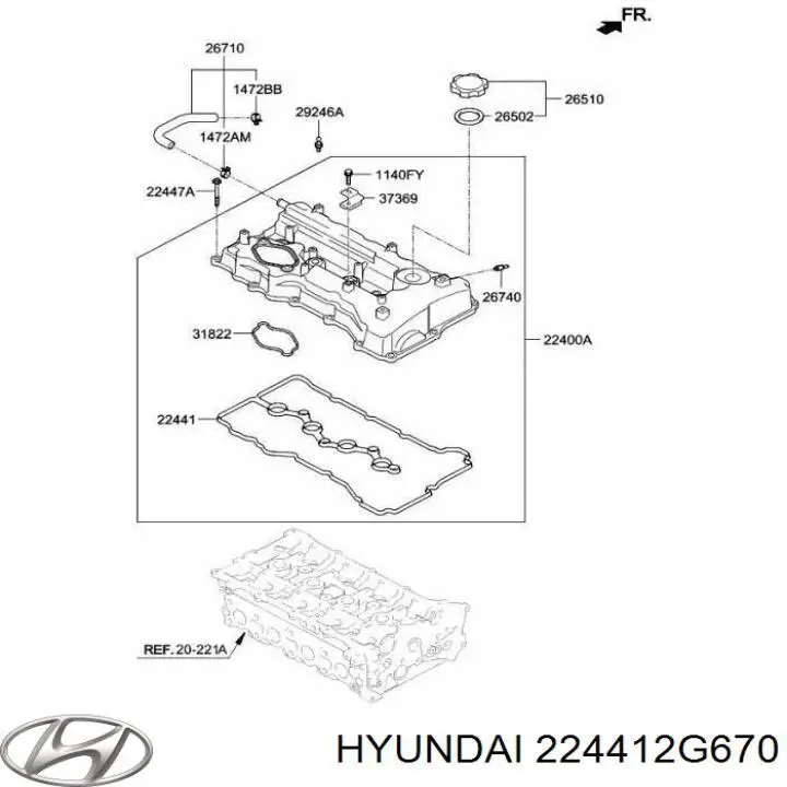 Прокладка клапанної кришки двигуна Hyundai/Kia 224412G670 ціна, від 25.69 USD
