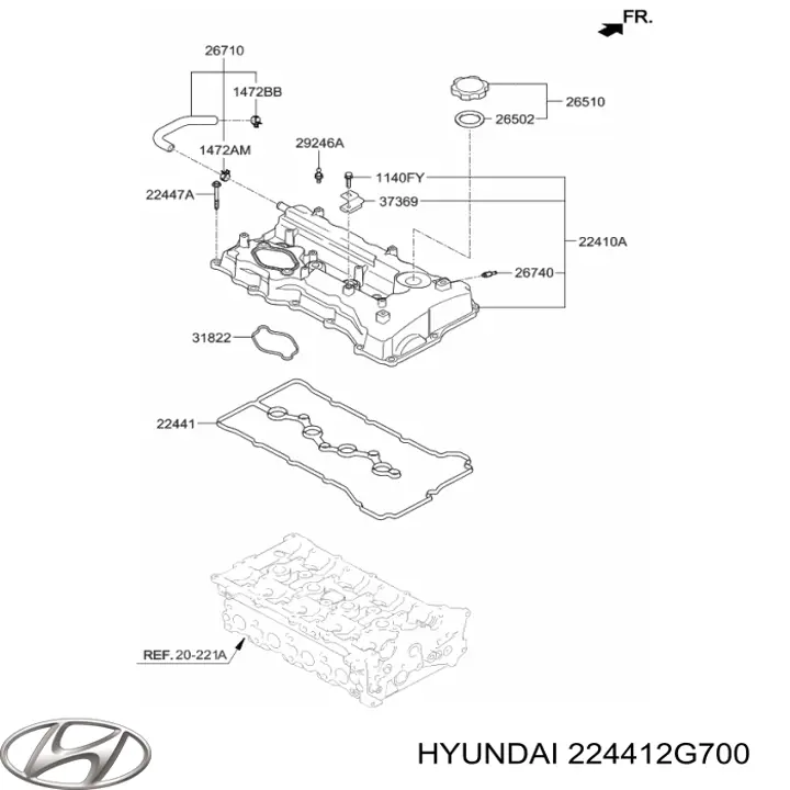 224412G700 Hyundai/Kia Прокладка кришки клапанної 