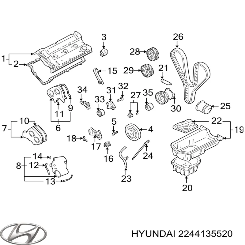 2244135520 Hyundai/Kia Прокладка кришки клапанної 