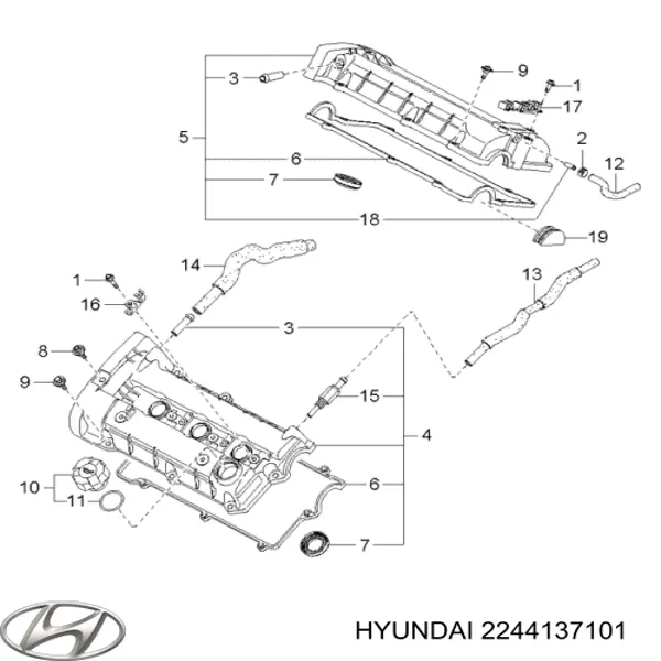 Прокладка клапанної кришки двигуна Hyundai/Kia 2244137101 ціна, від 3.38 USD