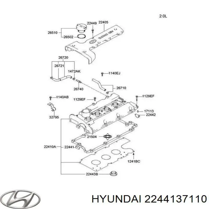 Прокладка клапанної кришки двигуна Hyundai/Kia 2244137110 ціна, від 11.07 USD