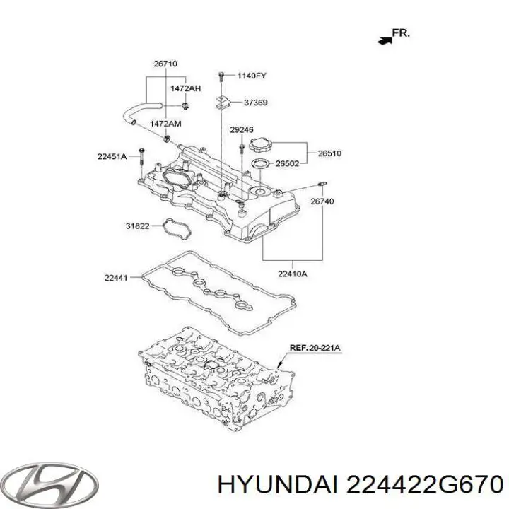 224422G670 Hyundai/Kia Прокладка паливного насосу на клапанній кришці