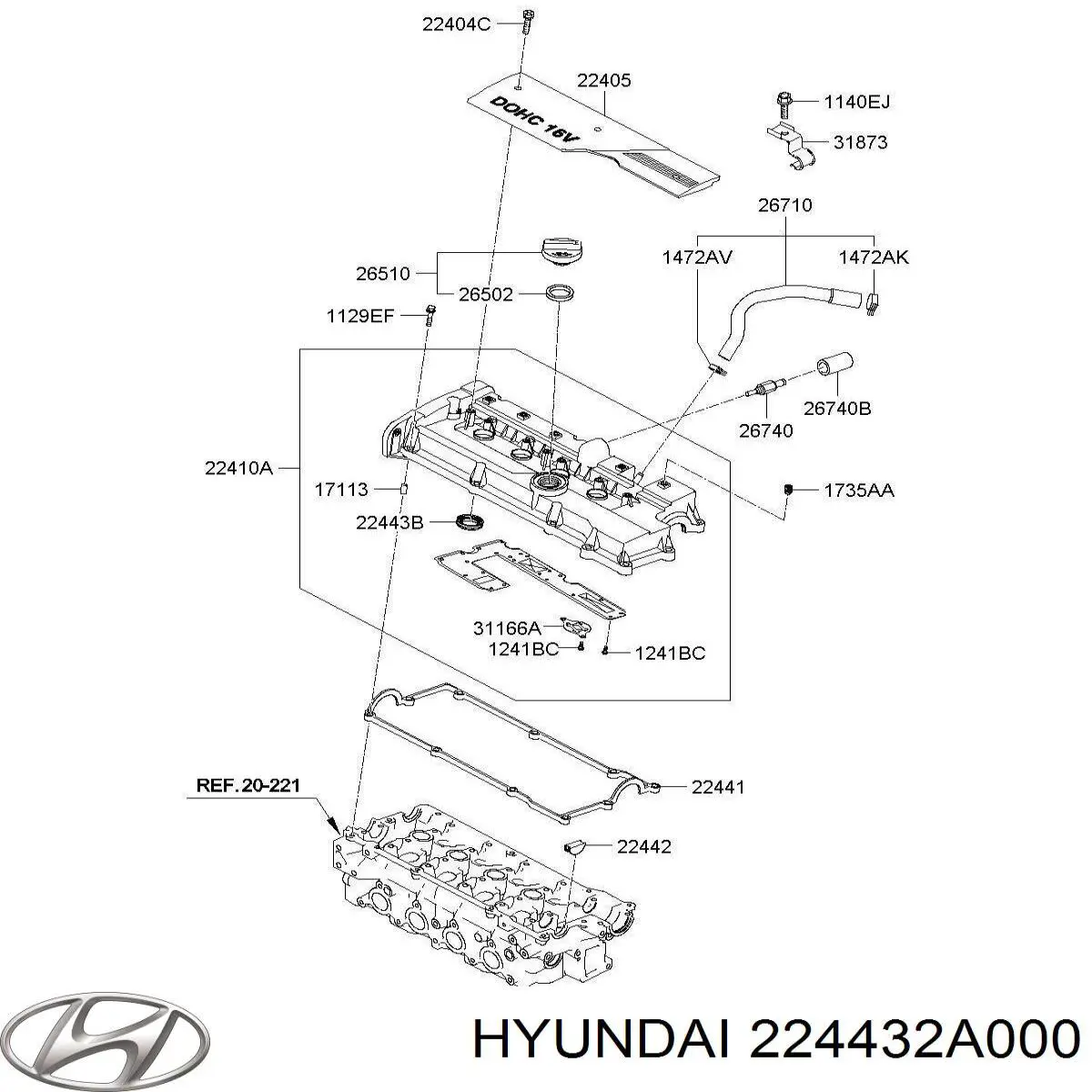 Купити 224432A000 Hyundai/Kia Кільце ущільнювальне свічкового колодязя