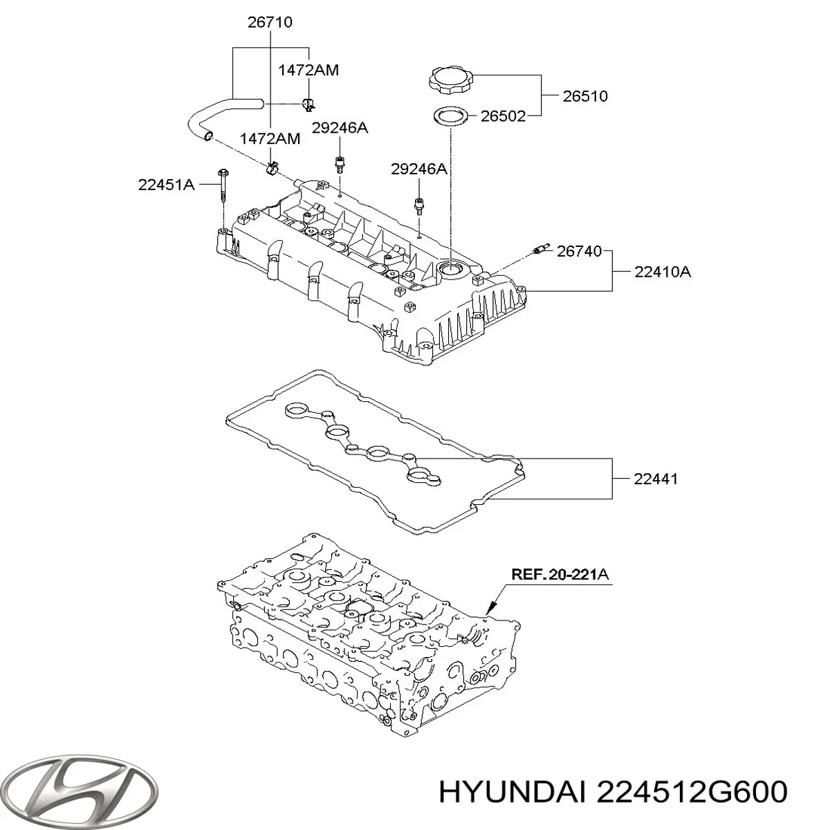 Болт клапанної кришки ГБЦ Hyundai/Kia 224512G600 ціна, від 0.53 USD