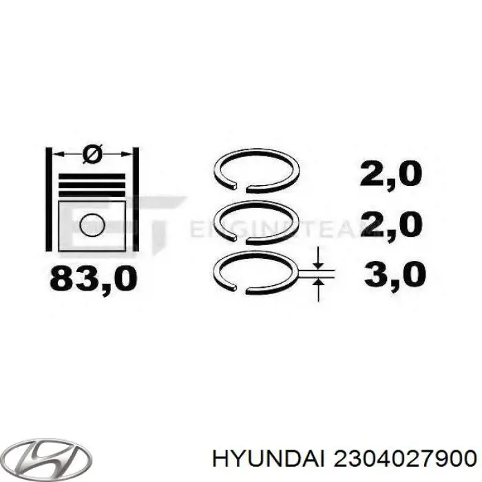 Кільця поршневі комплект на мотор, STD. Hyundai/Kia 2304027900 ціна, від 30.02 USD