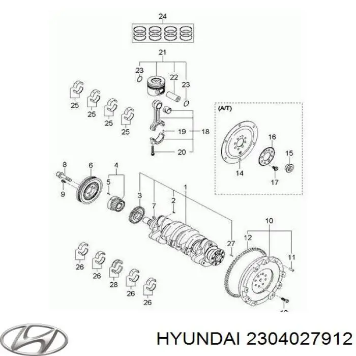 2304027912 Hyundai/Kia кільця поршневі комплект на мотор, 2-й ремонт (+0,50)